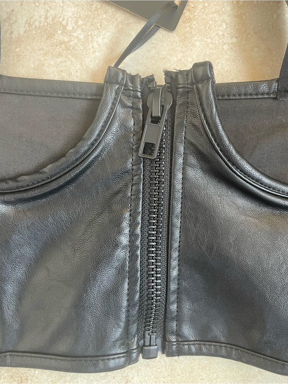 NWT Poster Girl black faux leather bralette bustier corset top; size L - Picture 4 of 6